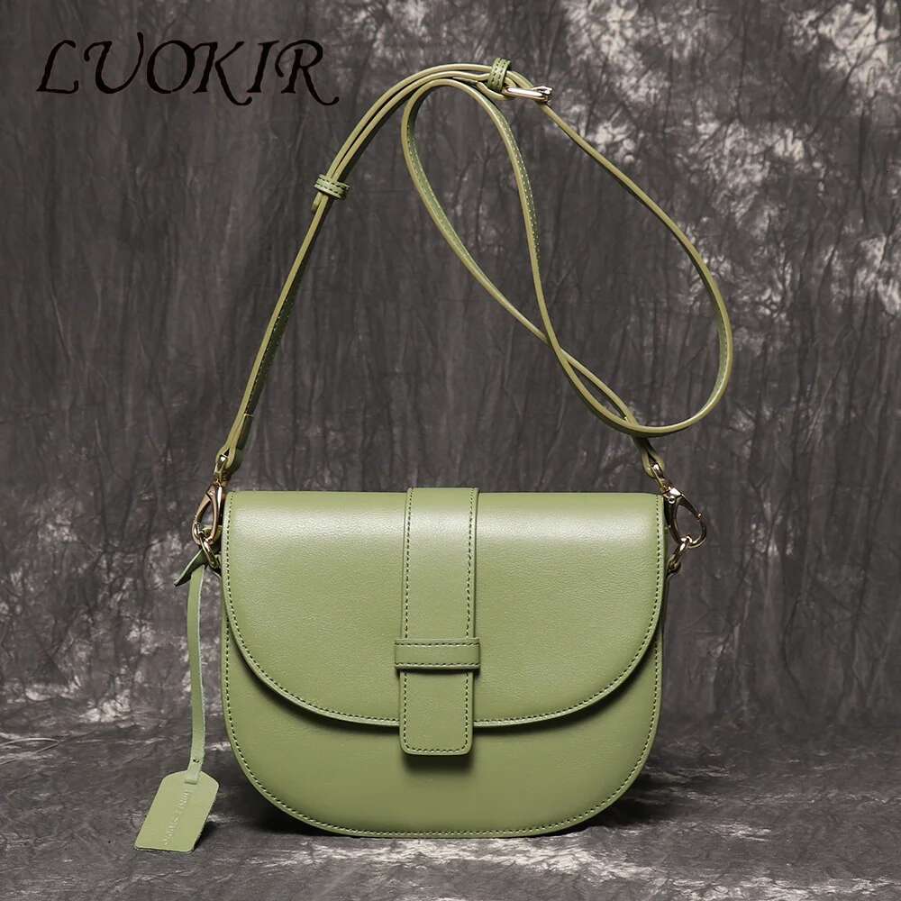 LUOKIR New Women's Genuine Leather Shoulder Crossbody Fashionable Versatile Envelope Half-Moon Shell Phone Bag