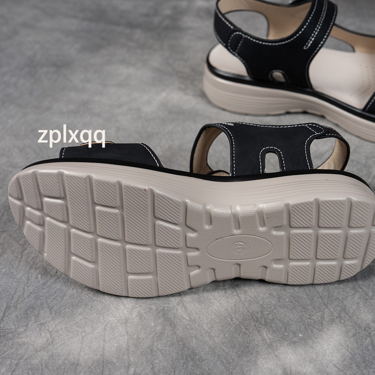 Women's Summer Casual Black Platform Wedge Sandals Open Toe Breathable PU Upper Women | Casual Strappy Sandals