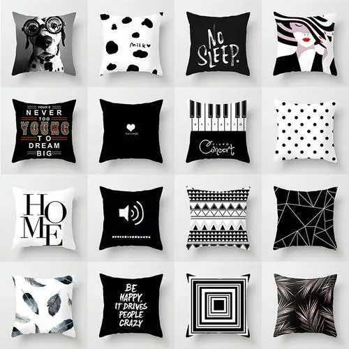 European-Style Black and White Geometry Portrait Pillow Cover Living Room Sofa Waist Support Office Bed Head Pillow 60x60 G251124