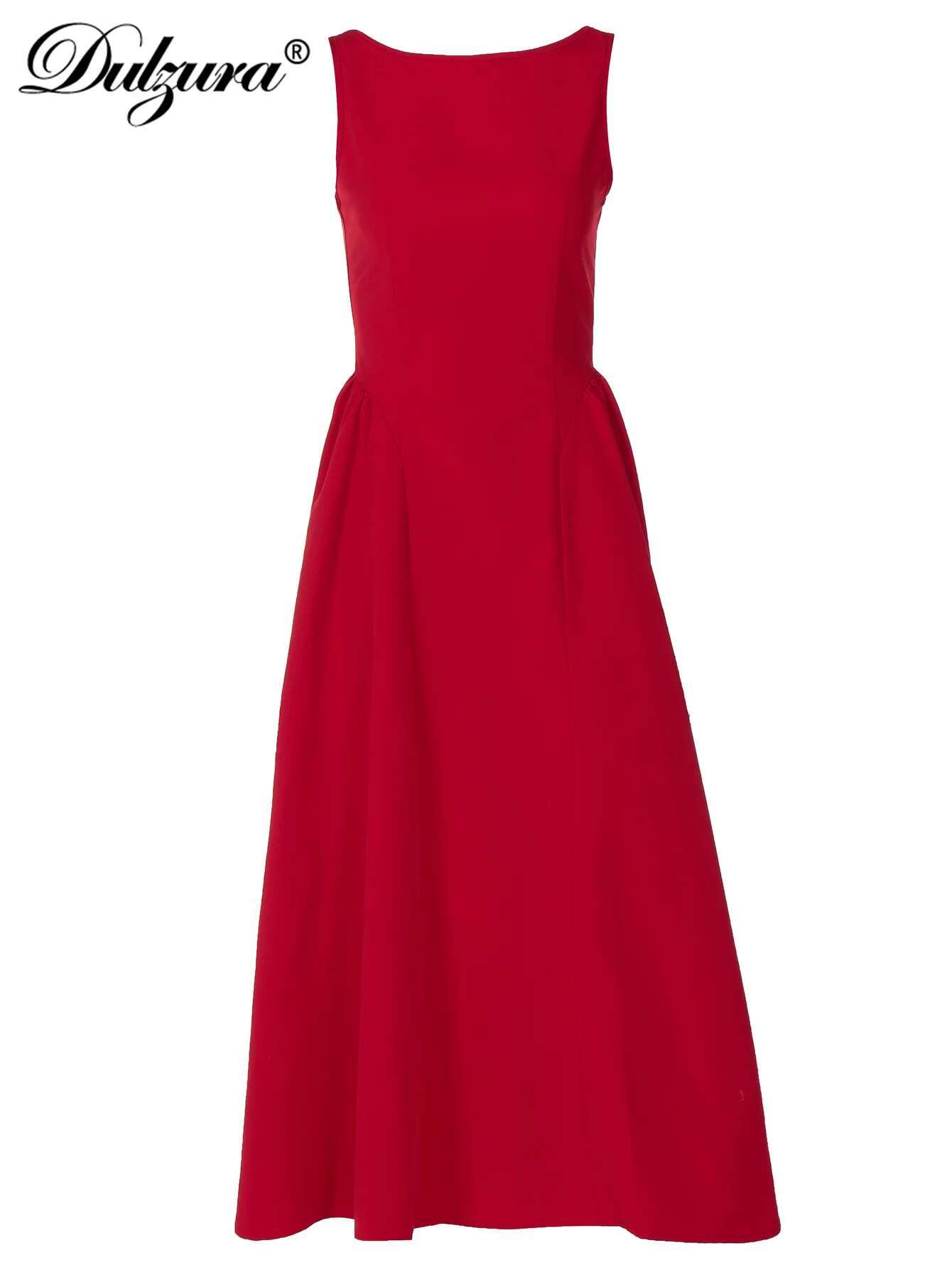 Dulzura Sexy Elegant Midi Dress Backless Solid Ruched Women Dresses Lady Evening Party Birthday Club Summer Y2k Clothes