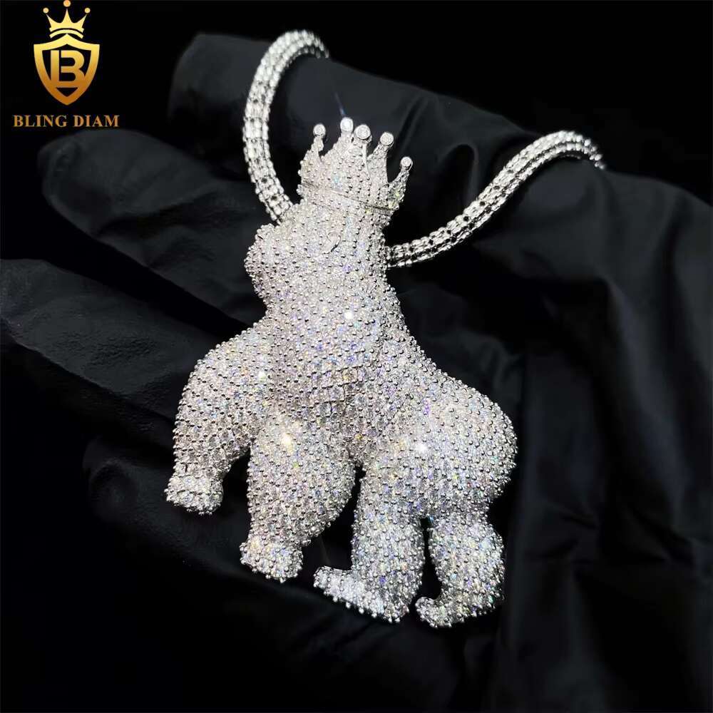 New Custom Hip Hop Necklace 925 Sterling Silver Moissanite Animal Charms Diamond Iced Out Pendant