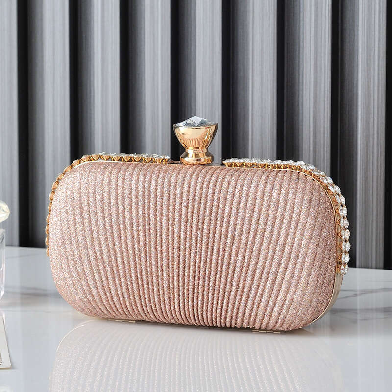 Dinner Bag Wrinkle New Dinner One Shoulder Evening Dress Small Handbag High Sense Handheld Bag Female KQ