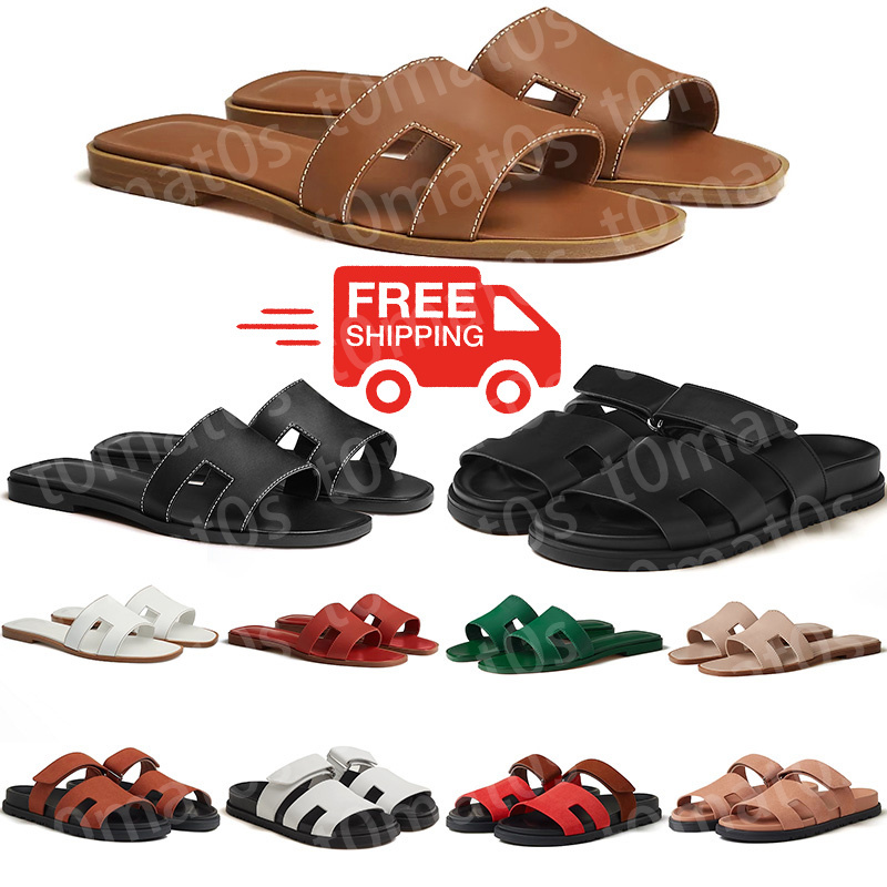 Free shipping designer sandals women slides flat slippers triple black white brown red pink blue green Fashion ladies sandal leather slipper wome