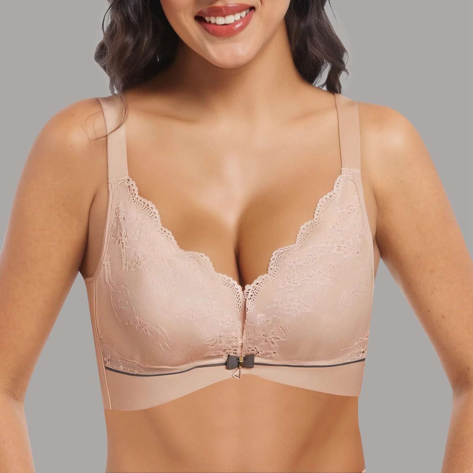 Dongdumaoyi Women Neck Bras Push Up Brassiere Ultra Thin Perspective Deep V Lace Sheer Plus Size Bra Female Underwear Sexy Gerie Women S Tight Underwe