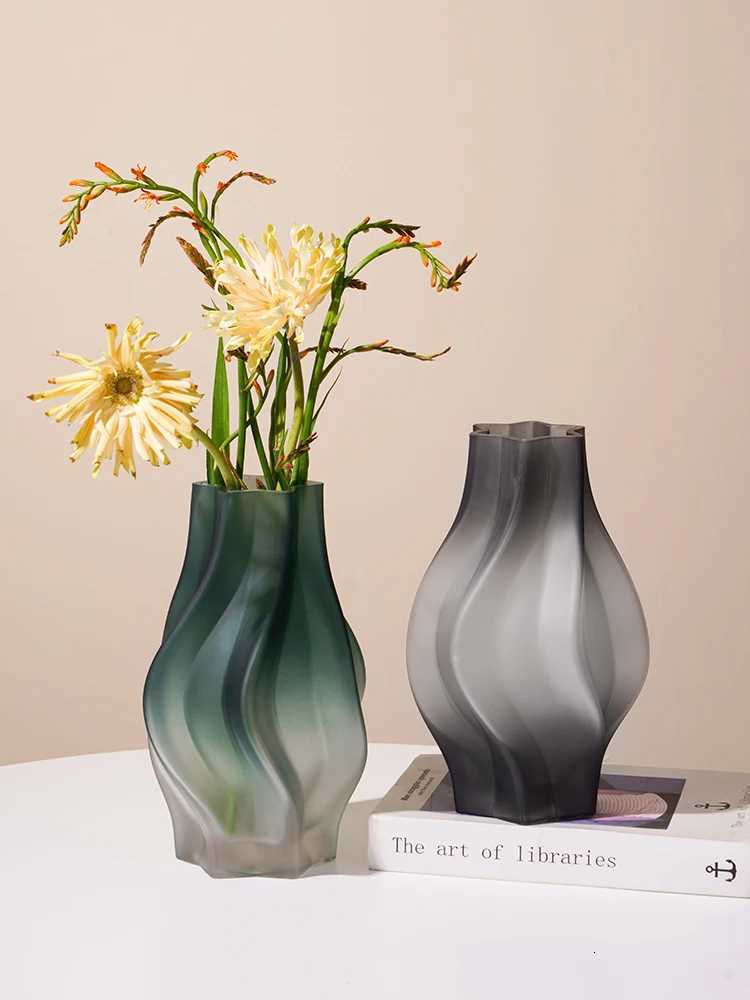 Luxury Nordic Minimst Style Frosting Glass Vase ic Home Living Room Decoration Stand For Flowers Decorative Vases Modern C2511248