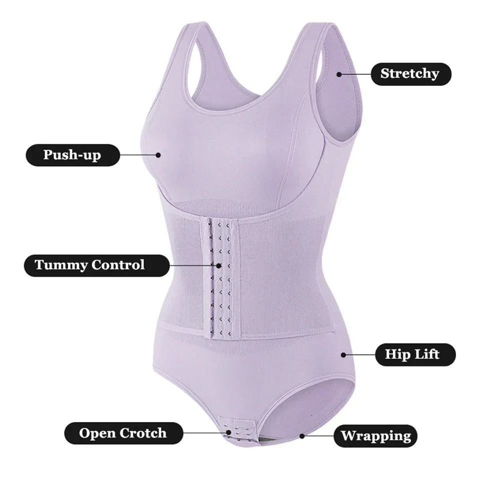 2025 Bodysuit Shapewear with Zipper Belt Women Tummy Control Fajas Body Shaper Waist Trainer Slimming Cincher Corset Tops 251118