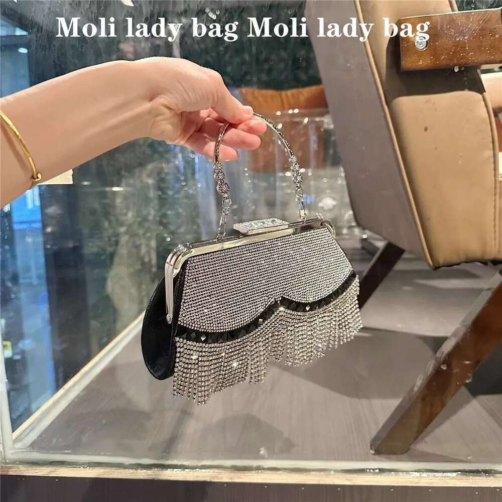 Designer Bag 2025 Glitter Dia Tassel Clutch Purse Wedding Party Banquet Crystal Rhinestones Evening Women Handbag Crossbody Bag Luxury Bag