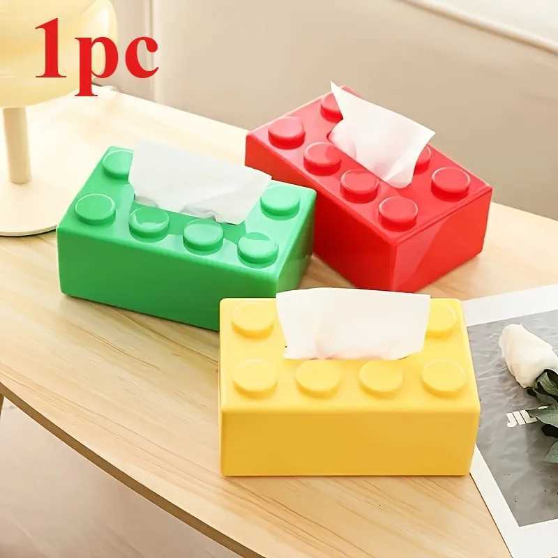 Creative LEGO-Style Tissue Box Multi-Color Rectangular Design with Classic Brick Dots Practical OrnamentalM251124