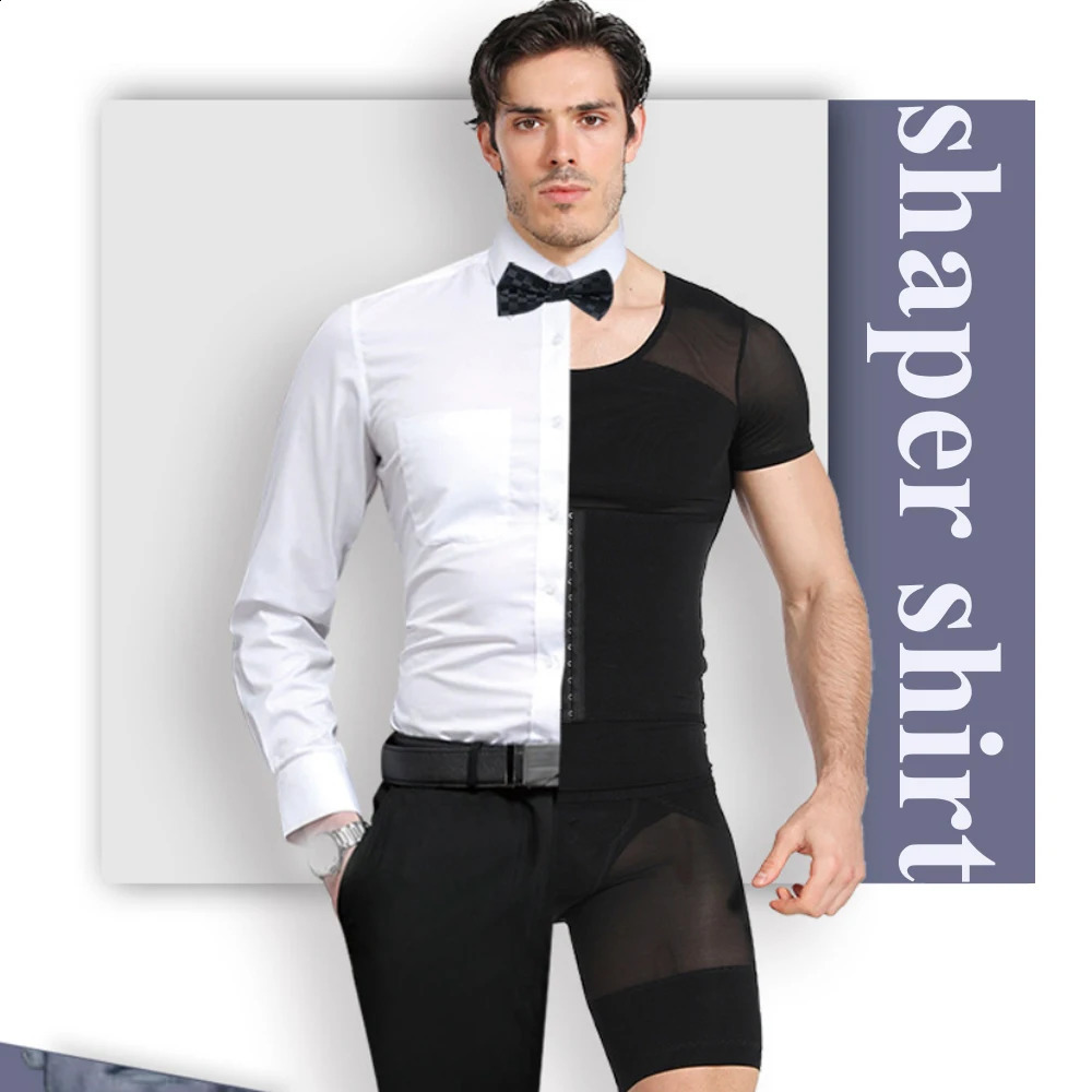 Men Shapewear T-Shirt Tummy Cotrol Tight Slimming Body Shaper Shirt for Abdomen Control 250424