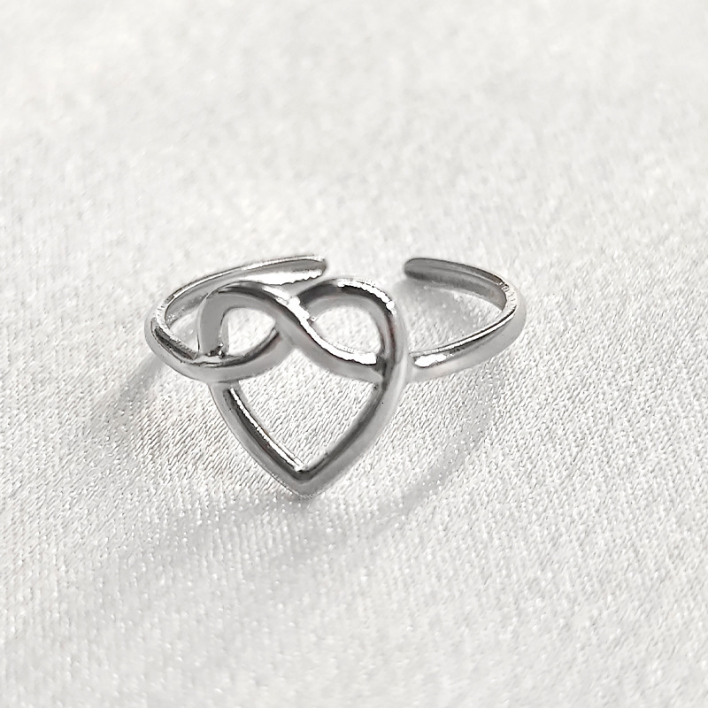 Top Source Design: Open Titanium Steel Knot Heart shaped Ring, Simple Ins Cold Wind Ring
