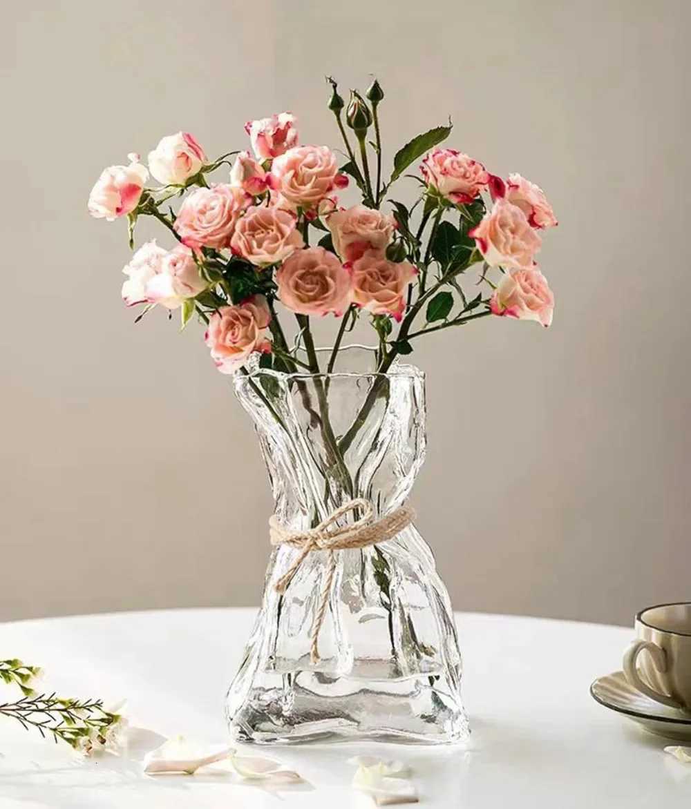 6 inch small glass vase irregular transparent vase suitable for center table interior table decoration modern art deco vase C251124
