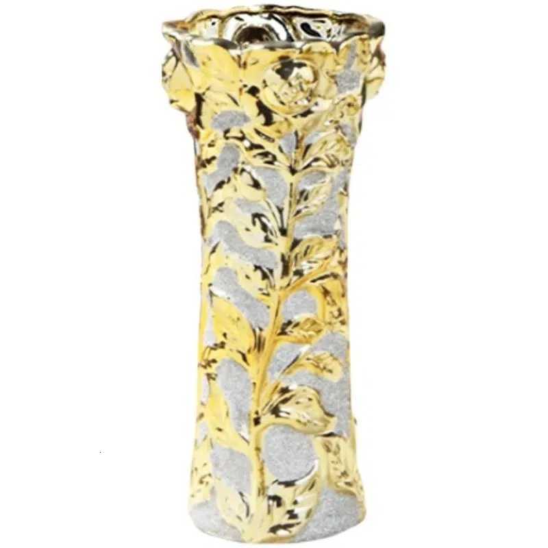 30CM Luxury Europe Gold Ceramic Vase Home Decor Creative Design Porcelain Decorative Flower Vase For Wedding Decoration C251124