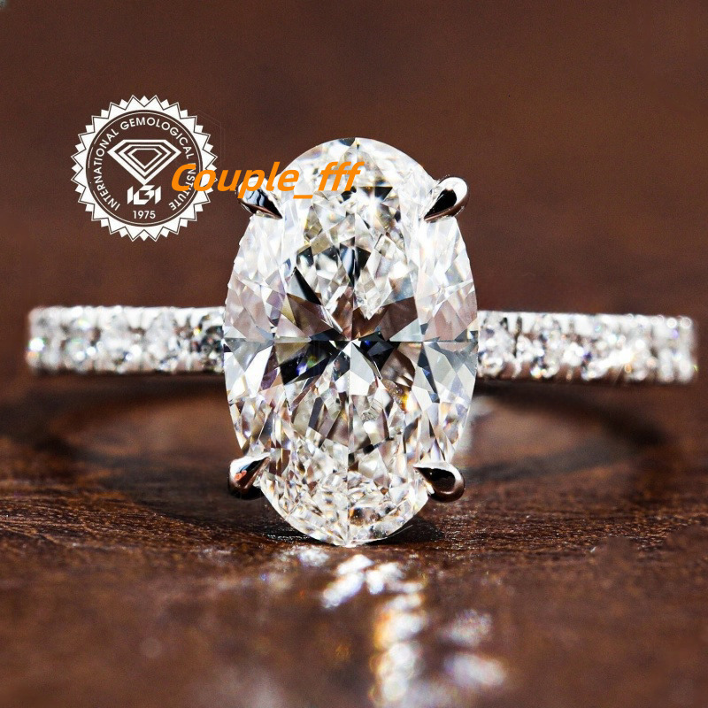 Gia Igi Certified CVD HPHT Lab Grown Diamond 14K/18K Solid Gold Wedding/Engagement Rings with Oval Hidden Halo for Women