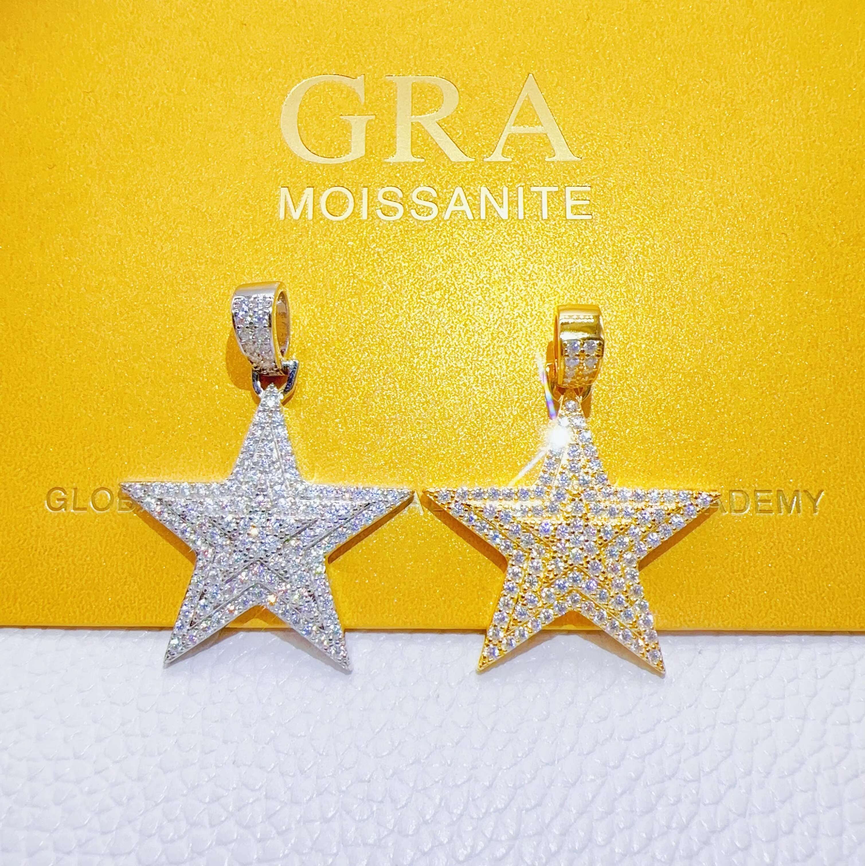 Moissanite Jewelry VVS Lab Diamond Iced Out Custom Pendant Hip Hop Star Pendant for Men women