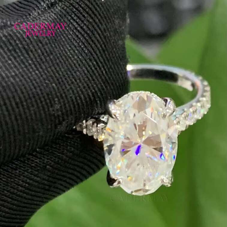 S925 Silver Sterling Long Oval 5ct Fancy Moissanite D VVS1 Pass Diamond Tester Engagement Wedding Rings Brand