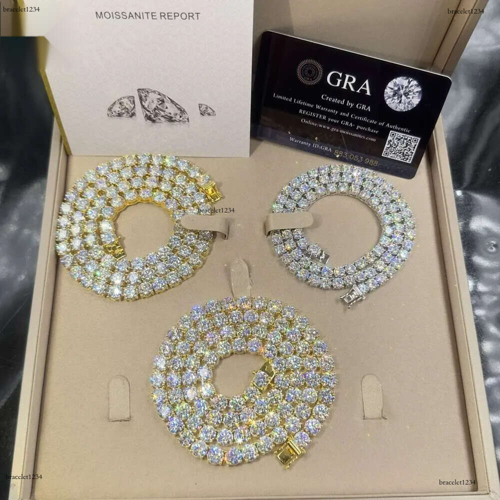 Cheapest Price Hip Hop Sier Gra VVS Moissanite Dia Tennis chain 3MM 4MM 5MM Necklace Bracelet Men Women Hiphop Jewelry Free delivery