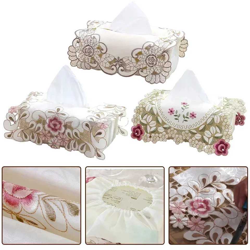 Exquisite Vintage Lace Fabric Tissue Box Cover European Style Embroidery Pastoral Style Embroidery Fabric Tissues Box CoverM251124