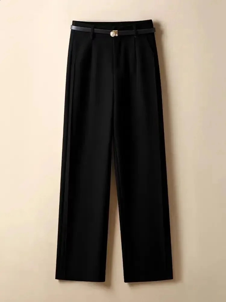 Suit Wide-leg Pants Womens Autumn Loose Casual Straight Womens Pants Gift Belt Simple Versatile Elegant Black Pants 250421