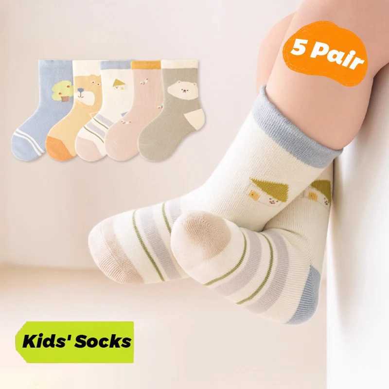 5 Pair Baby Socks for Autumn and Winter Infants 0-5 Years Loose Spring and Autumn Childrens Socks Cute Mid tube Socks G251124