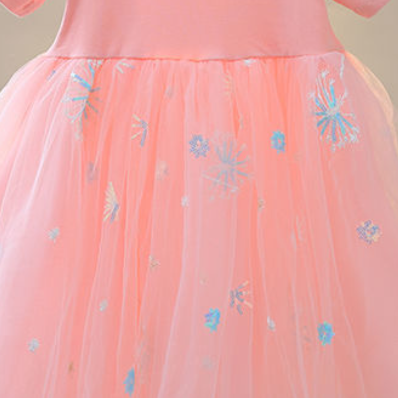 DISNEY kids designer clothes Frozen Elsa Princess Dress for Girls Summer Short Sleeve Baby Dress Children Net Dress Comfortable and soft.