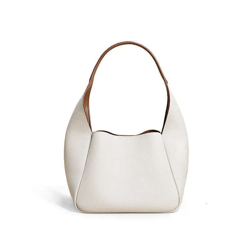 Genuine Women's Handbag Fashion Cowhide Classical Soft Leather Female Cabbage Bucket Shoulder Side Bags Designer Tote