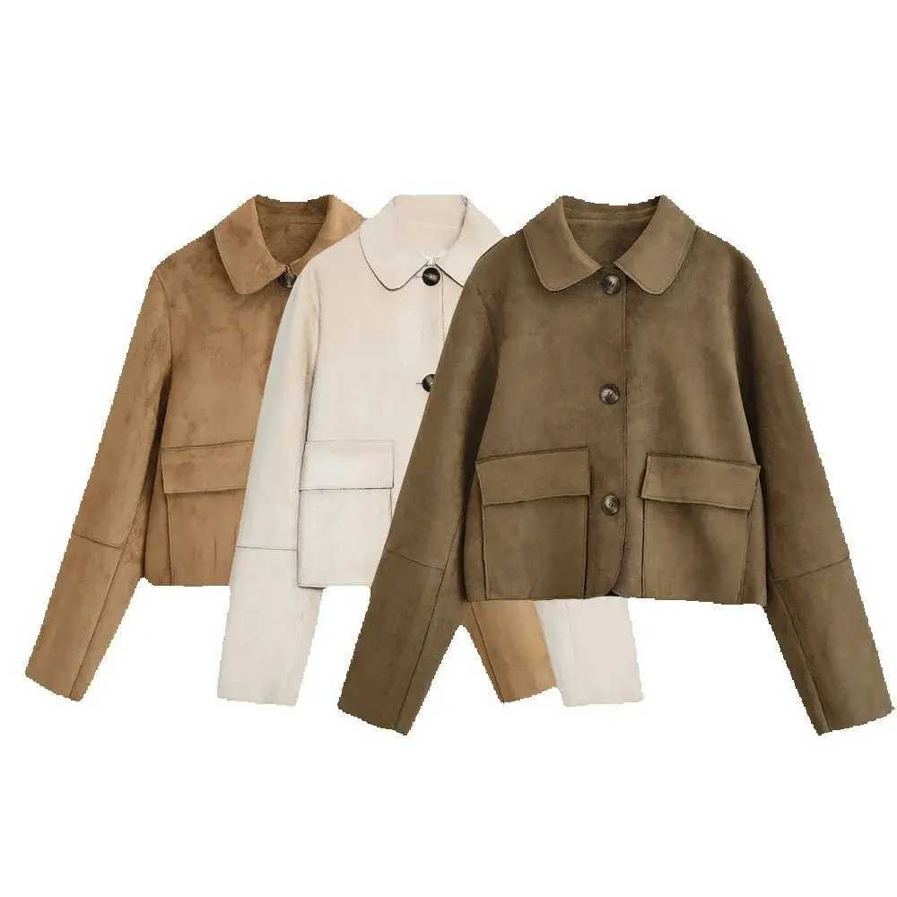 Autumn new womens clothing European and American style fashionable simple suede jacket J251124