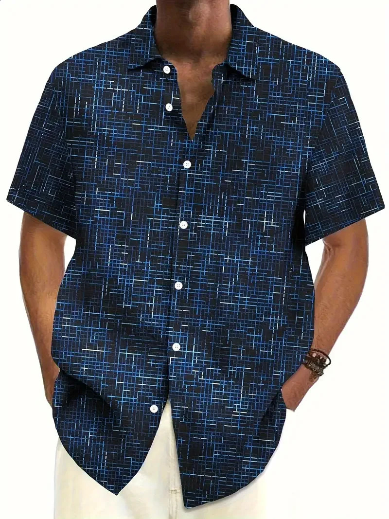 2024 Retro Fashion Casual Sleeve Button White Dot Printed Pattern Shirt Suitable for Summer Vacation Streets 250420