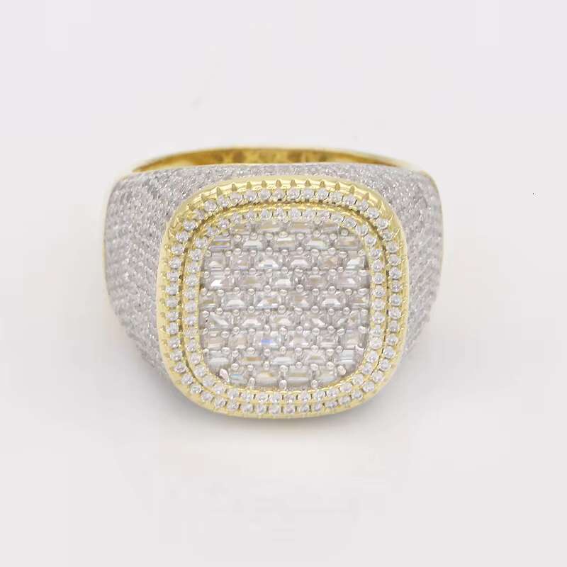 Custom Bulk Wholesale Jewelry 925 Sterling Silver VVS Baguette Moissanite Diamond Iced Out Hip Championship Ring for Man