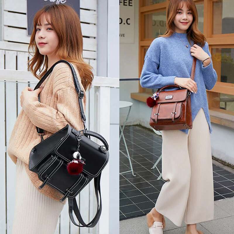 Designer Bag 2025 Vintage Women's Backpack 2024 New PU Leather Girls Shoulder Bag Multifunctional Large Capacity Crossbody Bags Student Backpacks