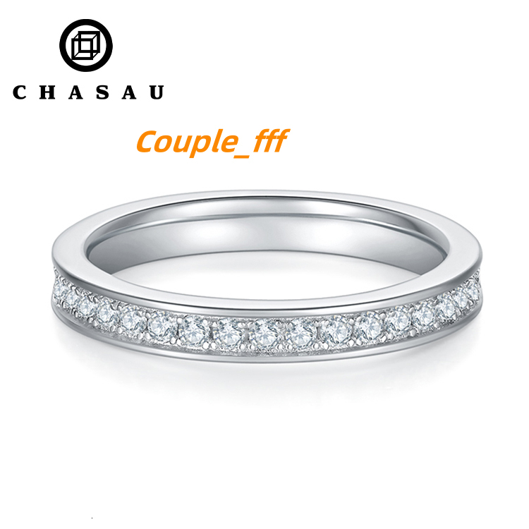 Eternity 1.5mm Moissanite Row Ring S925 Silver Plated in 18k White Gold Top Quality Moissanite Diamond Ring for Women