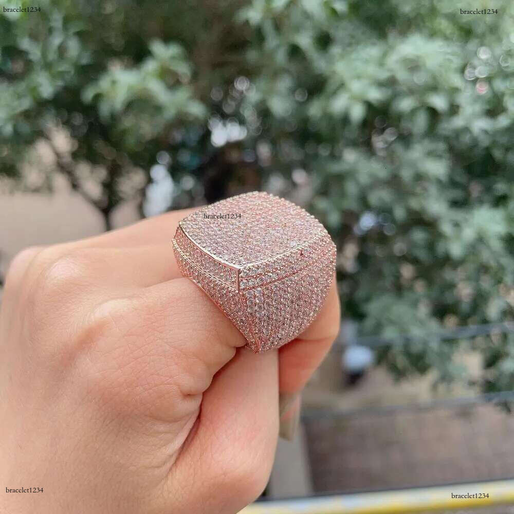 2024 Iced Out Jewelry Vvs Moissanite Men Hip Hop Real Gold Hiphop Gemstone Rings Zf Round m Champion Ring