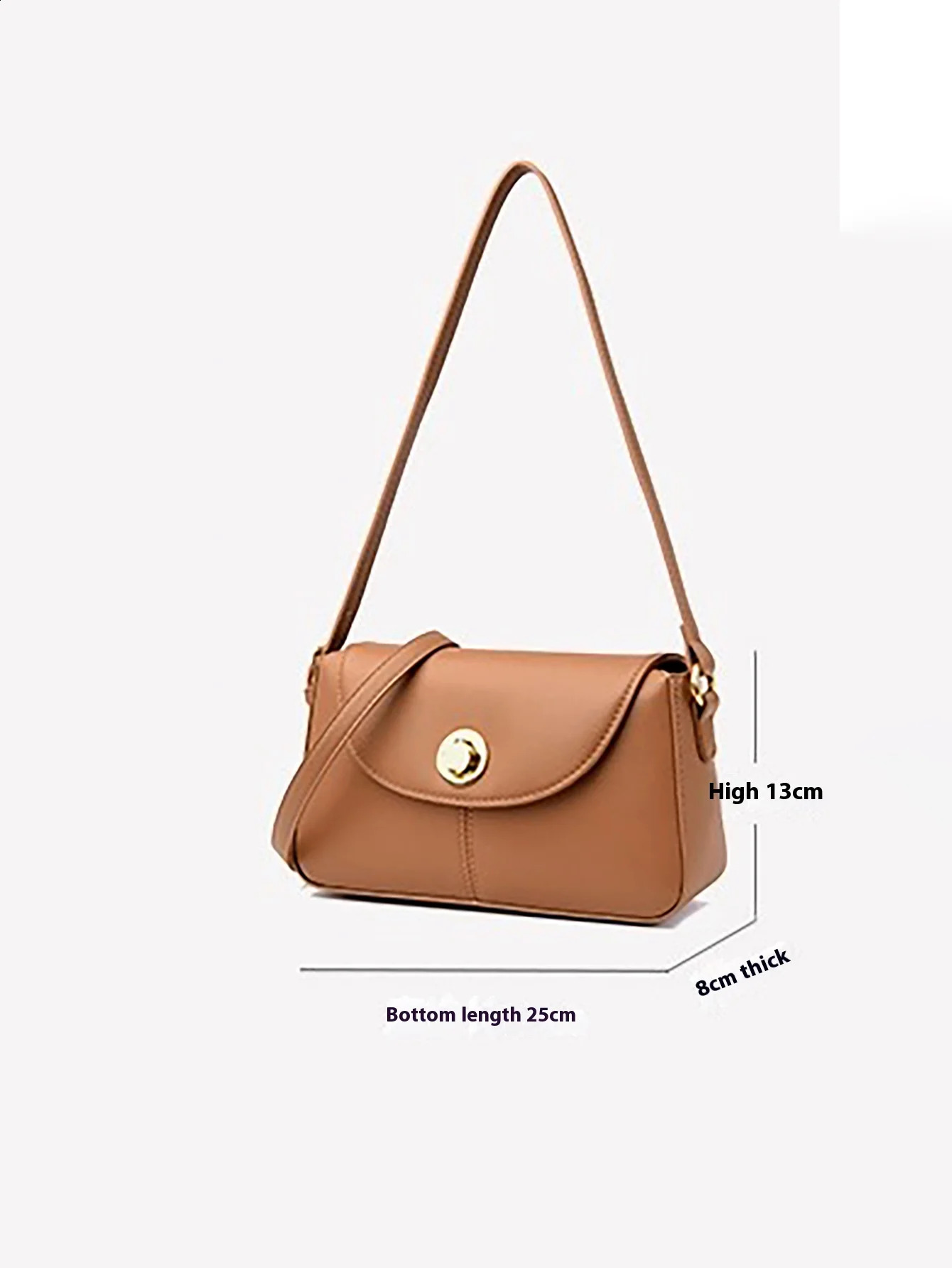 Solid color womens new fashion shoulder crossbody bag handbag armpit bag small square bag baguette bag R250424