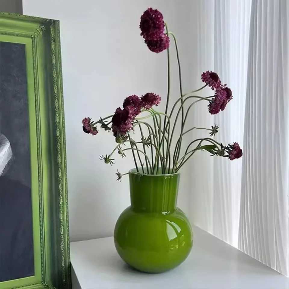 Vase Room Decoration Flower Luxury Chinese Style Retro Creative Green Table Decor Glass Vase Heart vase Dresser decor Vazo C251124