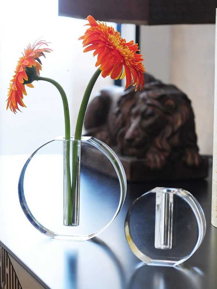 European Crystal Glass Vase Light Luxury Transparent Round Mini Flower Vases Hydroponic Systems Modern Home Decoration Accessory C251124