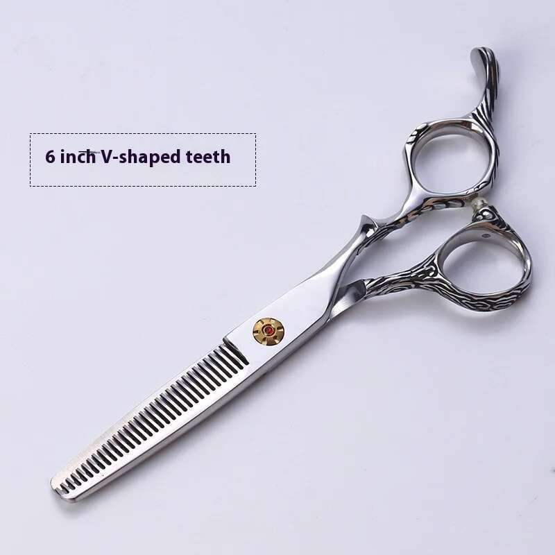 6.0 Inch Willow Leaf Fish Salon Barber Professional Haircut Flat Thinning Curved Fat Hairdressing Scissors Set