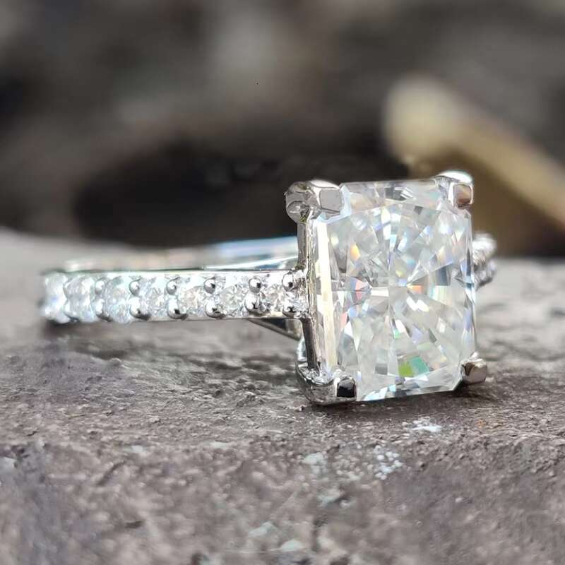 4.57 CT Radiant Brilliant Cut Classic Lab Diamond Engagement Ring Moissanite Ring Certificate
