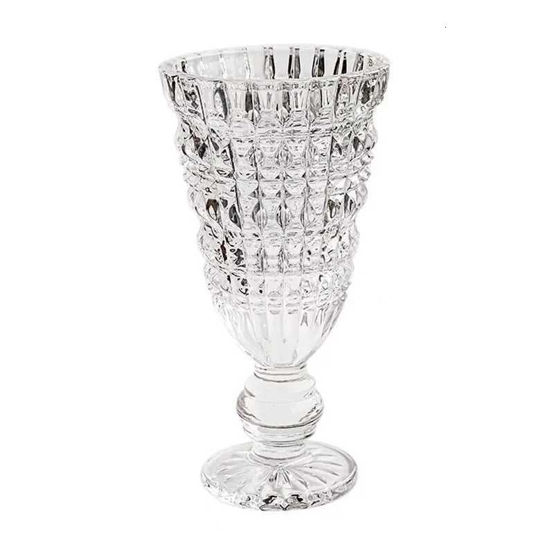 French Retro Light Luxury Transparent High Foot Vase C251124