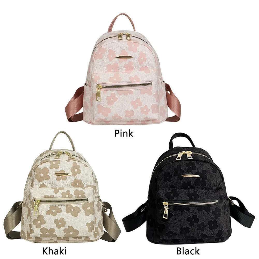 Fashion Flower Print Pure Small Backpack for Girls Casual Soft Canvas School Bag