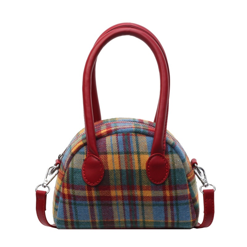 Fashion handbag spring new contrasting color plaid niche messenger bag shell bag