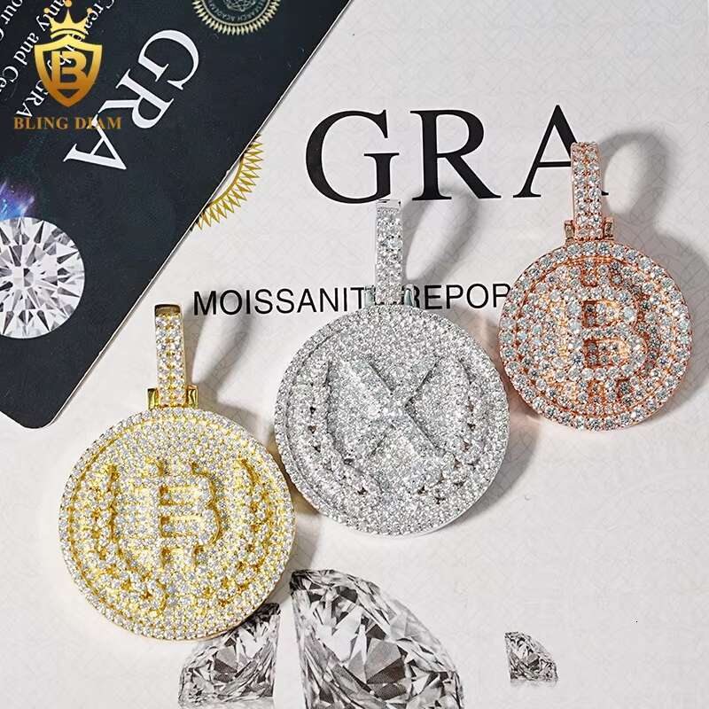 Factory Price Wholesale Fashion Fine Jewelry 925 Silver Moissanite Round Circle Charms Pendants