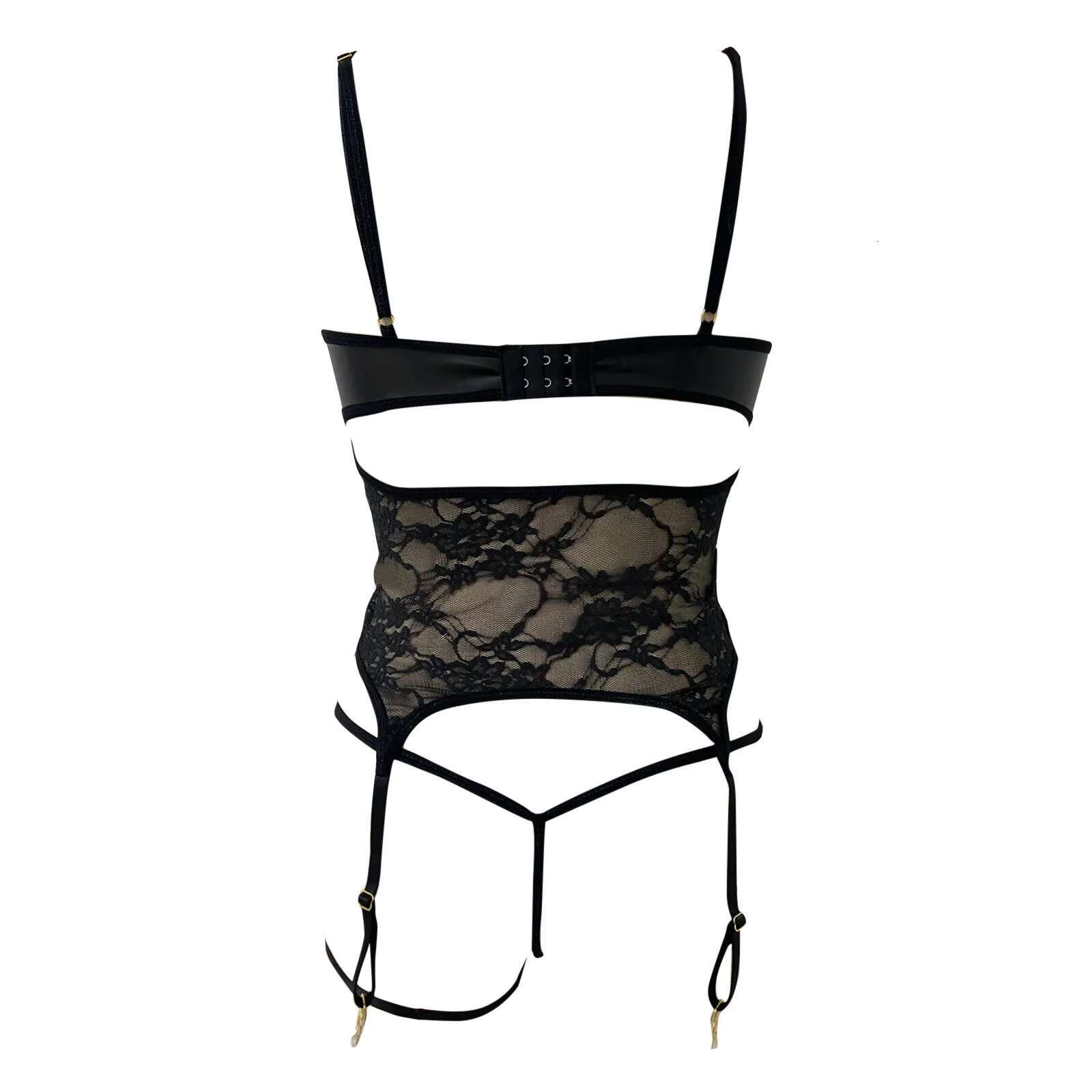Dongdumaoyi For Women PC Leather Gerie Sexy Cutout Off Shoulder Conjoined PU Lace Up Garter Teddy Bodysuit Women S Tight Underwear