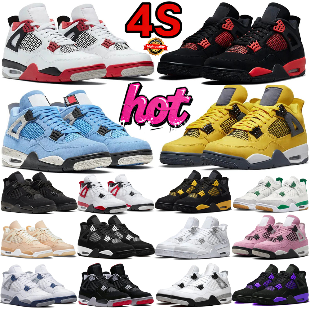4S Basketball Shoes Casual Shoes Luxury Designer Shoes Men Women Black White Thunder Pink Oreo Bred Military Blue Cool Grey Black Cat Outdoor Shoes