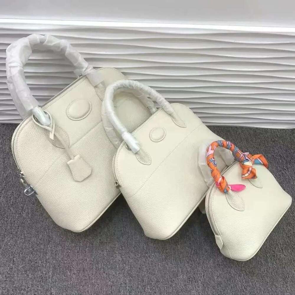 Fashionable Simple Cow Leather Headlayer Ball Versatile Single Shoulder Slant Crossbody Handbag Women's Bag Soft Neutral Min