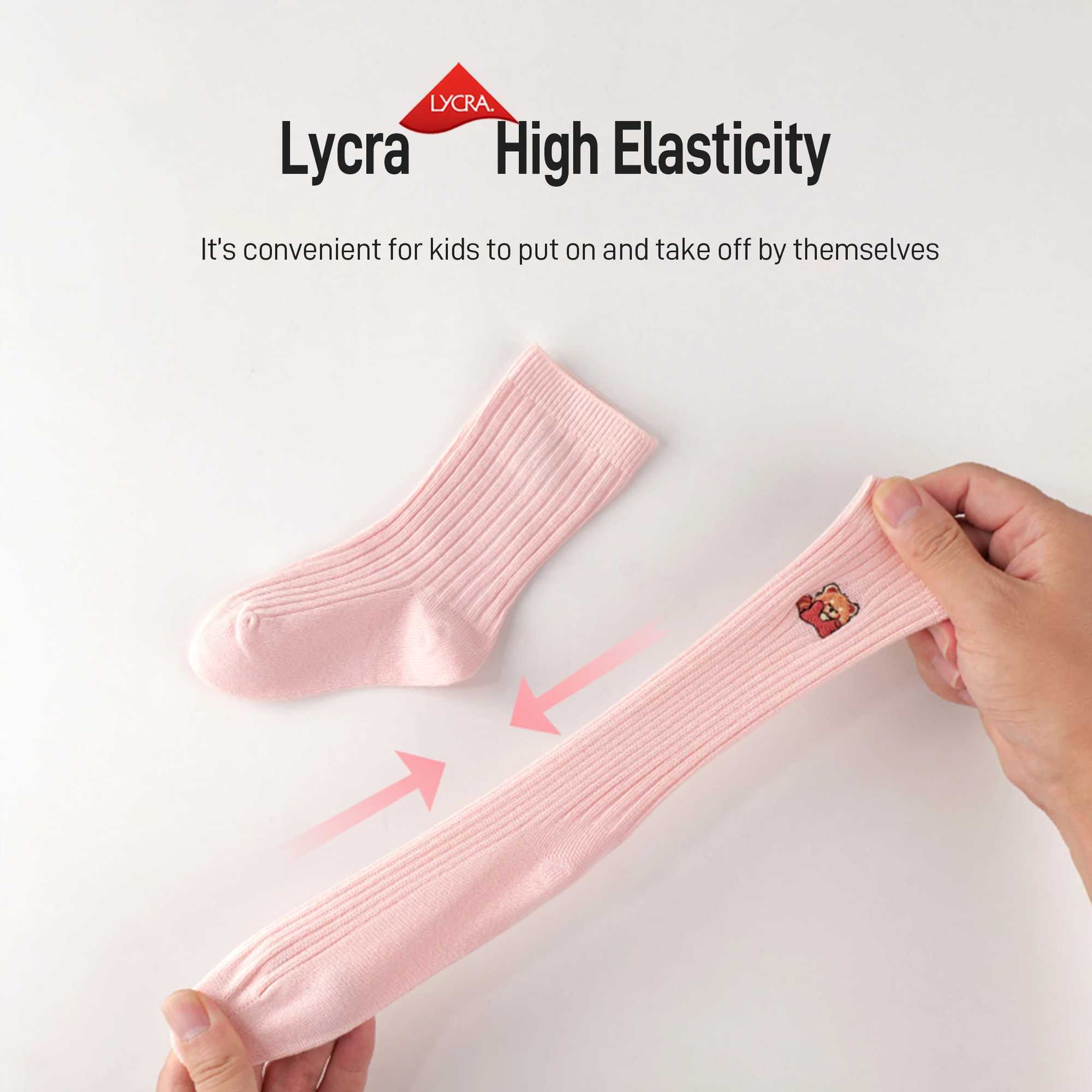 Kids Seamless Toe Socks Spring Autumn 10A Antibacterial Raccoon Pattern Striped Breathable Baby Mid-Calf Socks Toddler Soft Comf G251124