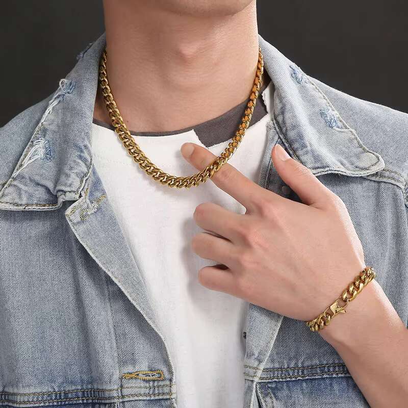 Stainless Steel 24k Gold Filled Women Choker Jewelry Mens Miami Cuban Link Chain Chunky Necklace Statement Customized
