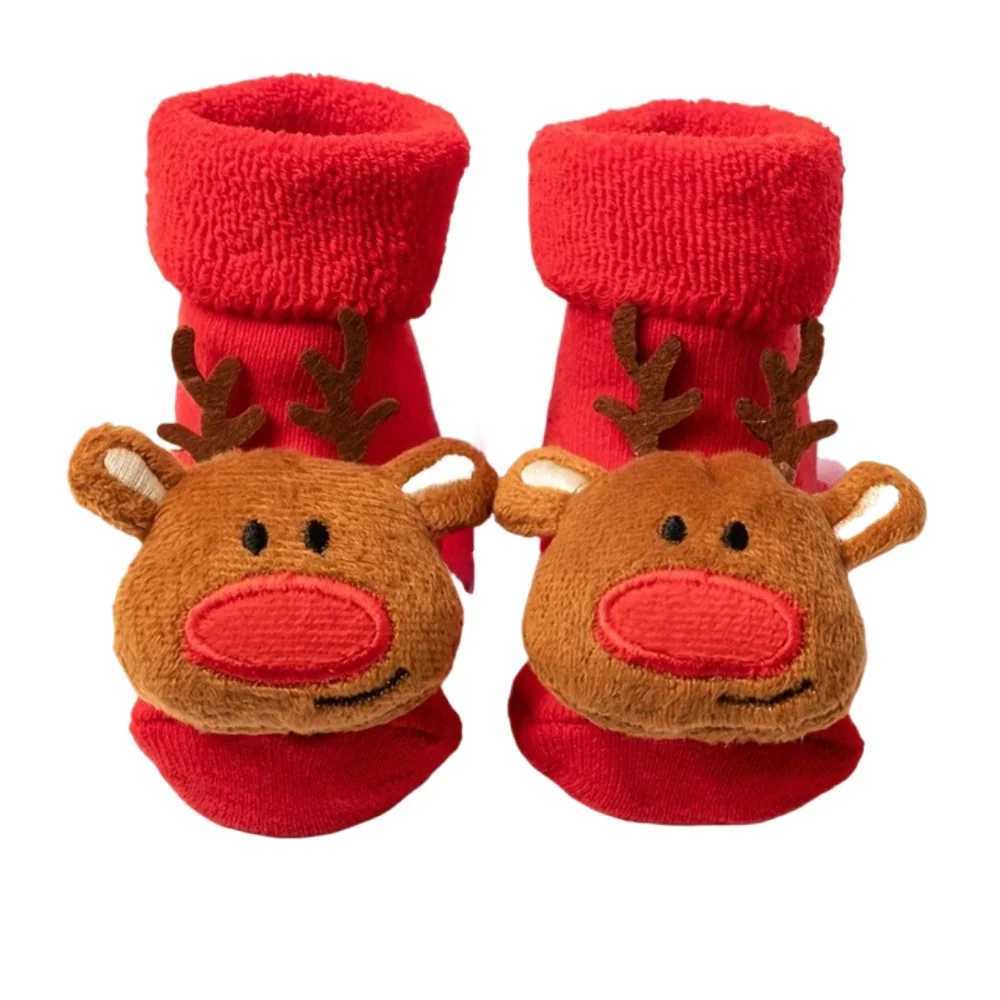 1 Pair Baby Christmas Winter Thick Terry SOCKS Non-slip Toddler SOCKS Red Santa Claus Christmas Cute Decoration G251124