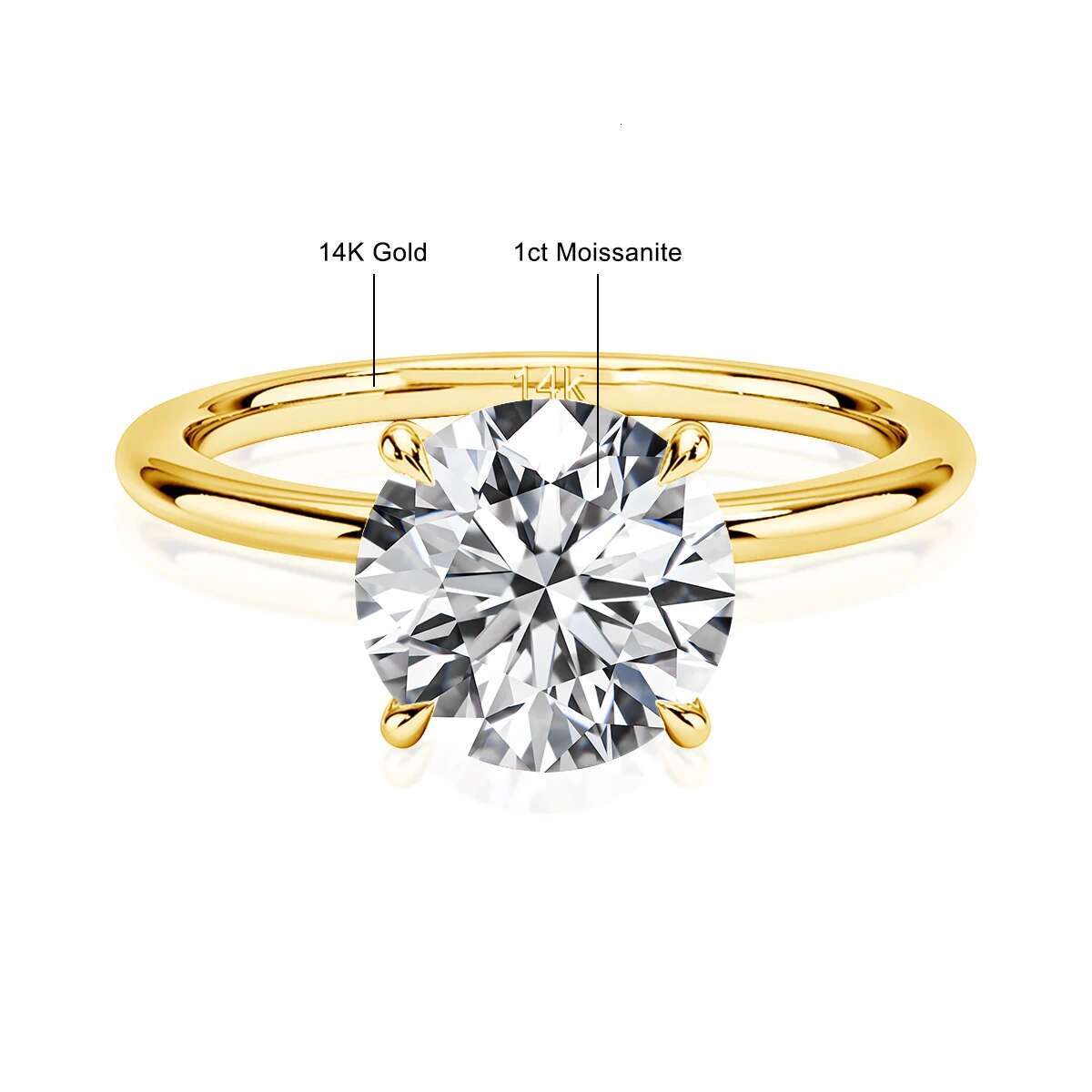 Real Gold 14K Moissanite Ring Simplicity Hollow AU585 Women Diamond Rings Engagement Wedding Luxury Jewelry Mother Lovers Gift