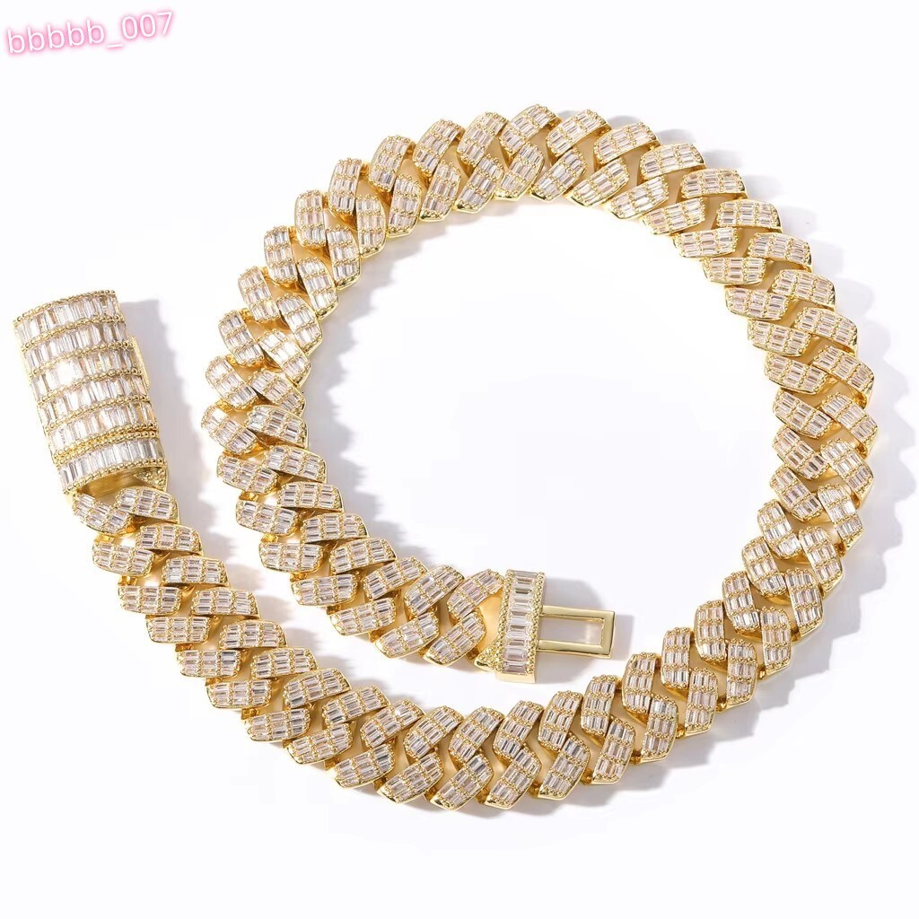BES Fashion Hip Hop 17 MM Miami Cuban Chain Necklace Iced Out Zircon 18 K Gold Plated Necklace Jewelry for Men Anniversary