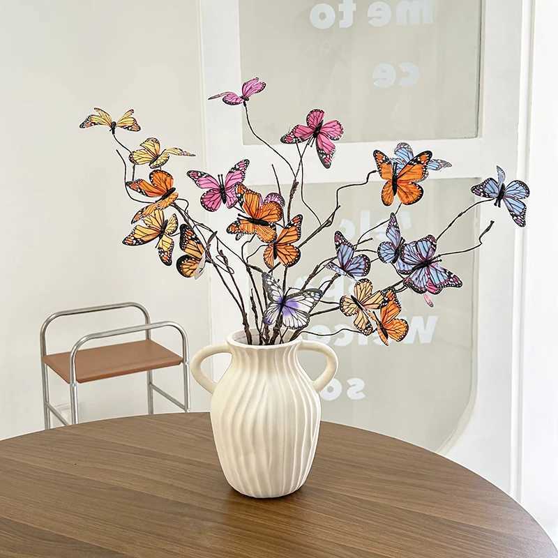 Creative Vase with Butterfly Flower Branches DIY Bouquet Home Living Room Porch Dining Table Wedding Decoration C251124