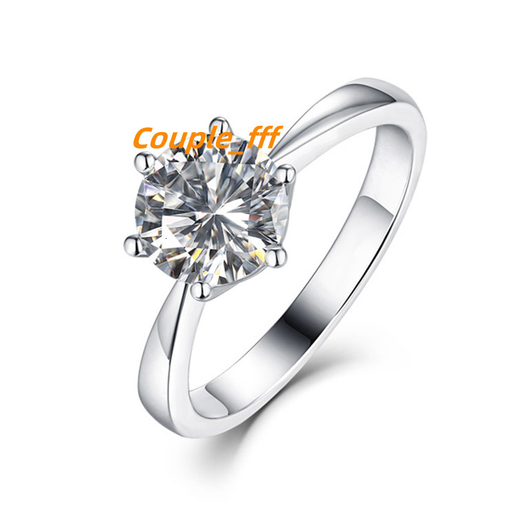 Moissanite Diamond Ring 18K Classic Wholesale Customized for Wedding Six Claws White Gold Opp Bag Womens Environmental Friendly